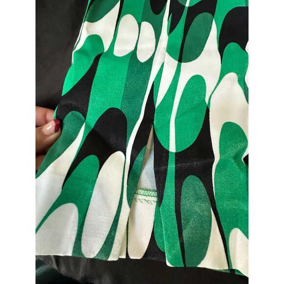 Zara Womens Small Green Mini Skirt Geometric Jacquard High Waist A-line Retro - Picture 4 of 4